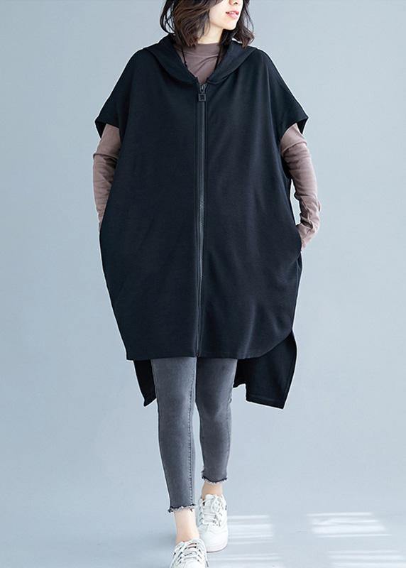 boutique plus size clothing winter jackets fall jackets black hooded Cotton Coats - SooLinen