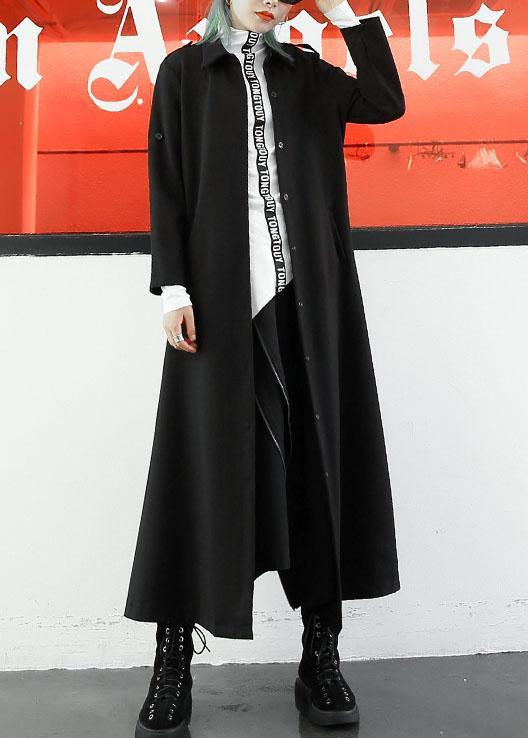 boutique plus size long jackets fall women coats black lapel collar  coat - SooLinen
