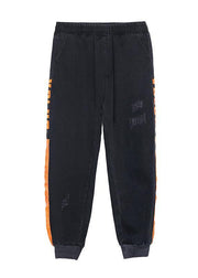 casual black elastic waist thick harem pants - SooLinen