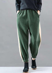 diy grüne Patchwork-Jogging-Winterhose mit elastischer Taille