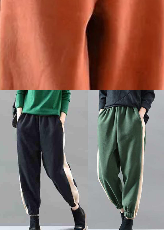 diy grüne Patchwork-Jogging-Winterhose mit elastischer Taille