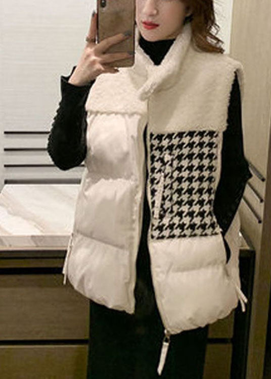 DIY weiße lose Taschen mit Reißverschluss Winter ärmellose Pufferweste