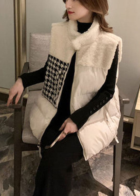 DIY weiße lose Taschen mit Reißverschluss Winter ärmellose Pufferweste