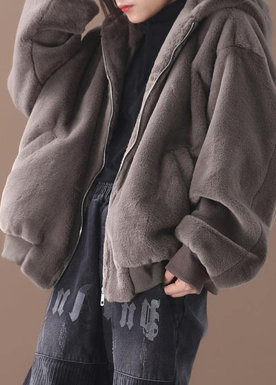 diy hooded Fashion winter coats women blouses khaki Midi outwears - SooLinen