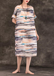 diy multicolor clothes o neck pockets Midi summer Dress - SooLinen