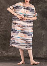diy multicolor clothes o neck pockets Midi summer Dress - SooLinen