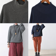 gray cozy oversized knit sweaters tops warm woman winter sweaters 2025 classic