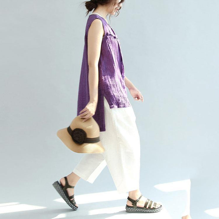White casual pants loose outfits women - SooLinen