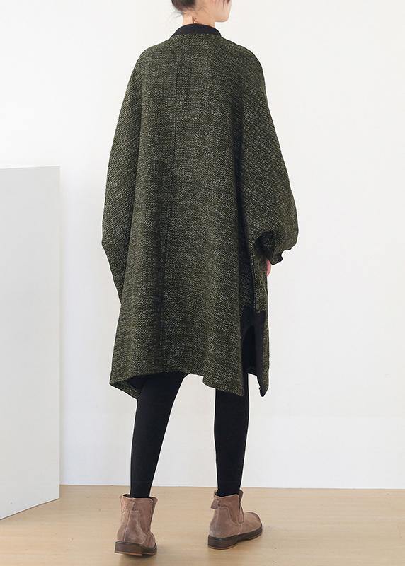 spring army green knit cardigans trendy plus size spring o neck knitted coat - SooLinen