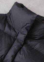 thick black women parka oversized down jacket sleeveless stand collar winter short outwear - SooLinen