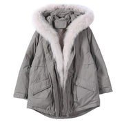 Loose fitting warm winter coat hooded drawstring parkas - SooLinen