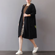 feine schwarze Mäntel plus Größendrucke Maximantel Boutique V-Ausschnitt lange Strickjacken
