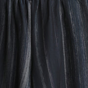 fine black striped pure cotton blended two pieces plus size traveling clothing boutique long sleeve o neck pockets tops cotton blended baggy trouse