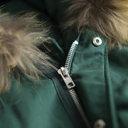 fine blackish green Puffers Jackets clothing hooded fur collar quilted coat New drawstring pockets winter outwear