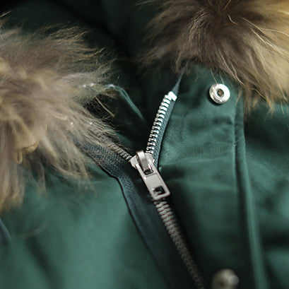 fine blackish green Puffers Jackets clothing hooded fur collar quilted coat New drawstring pockets winter outwear