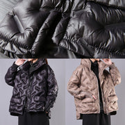 fine khaki coat oversized Jackets & Coats stand collar zippered outwear - SooLinen