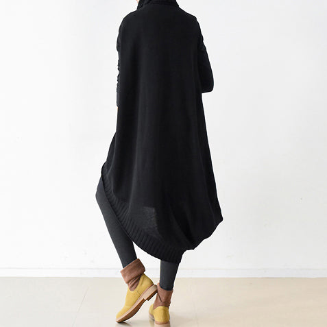 two pieces black knit dresses asymmetrical winter dress asymmetrical design 2025 winter