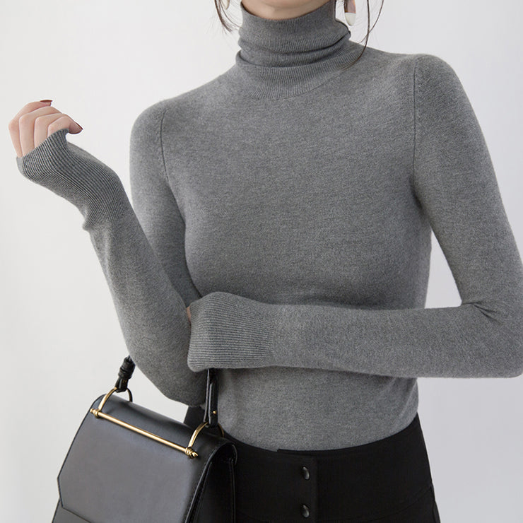 vintage gray winter sweater Loose fitting high neck vintage  knitted sweaters