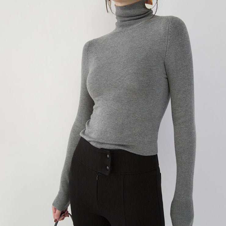 vintage gray winter sweater Loose fitting high neck vintage  knitted sweaters