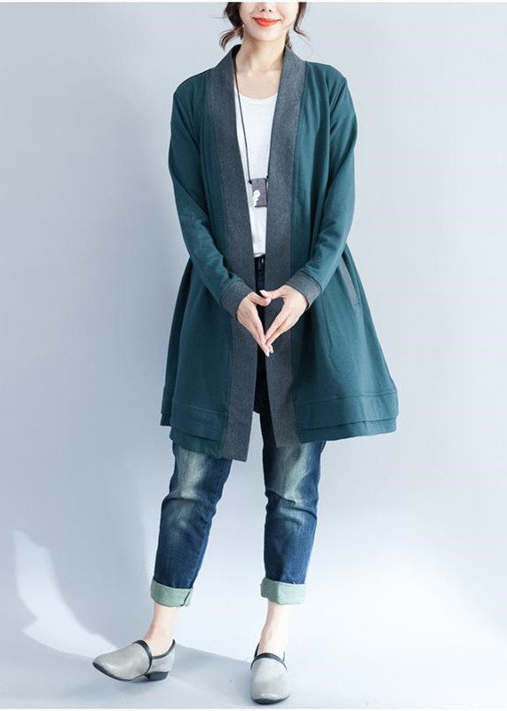 warme blaue strickjacke plus size kleidung langarm tops