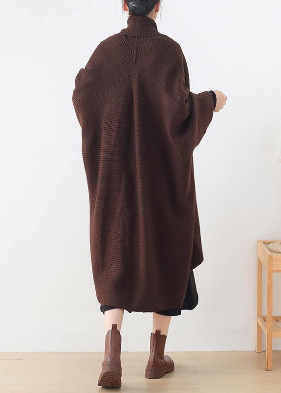 winter new knitted bat sleeve thick knit no button shawl sweater plus size coat - SooLinen