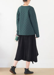 winter women blackish green warm quilted jacket cotton thick short coat - SooLinen