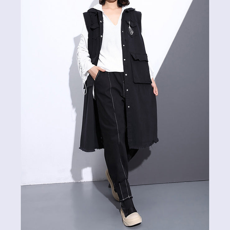 women black pure cotton blouse plus size Turn-down Collar pockets traveling blouse vintage Sleeveless zippered cotton tops