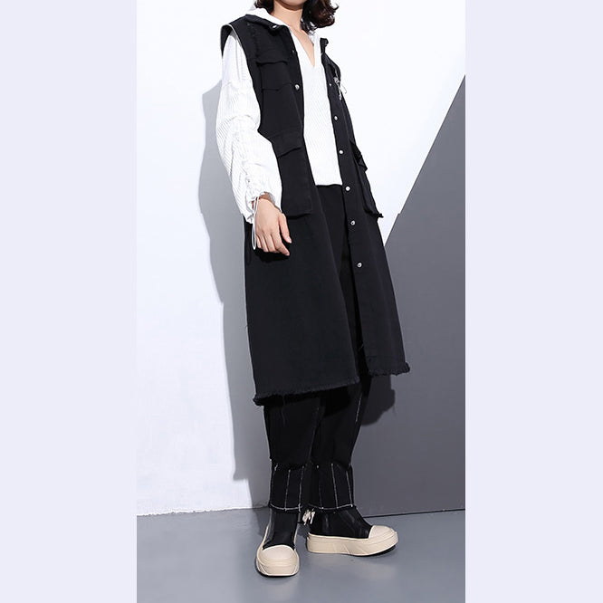 women black pure cotton blouse plus size Turn-down Collar pockets traveling blouse vintage Sleeveless zippered cotton tops