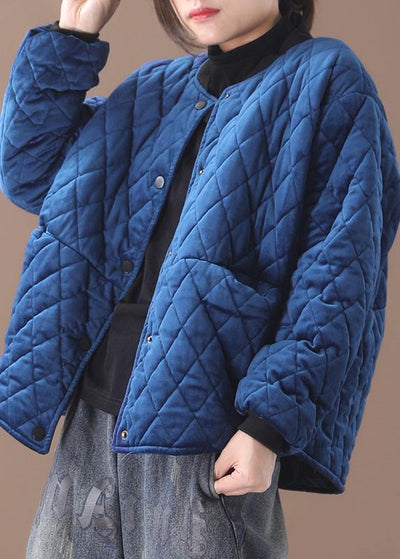 women blue women parka plus size Jackets & Coats o neck thick winter outwear - SooLinen
