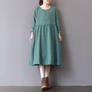 Frauen grüne Drucke 2018 Herbstkleid lässig Patchwork Herbstkleider Neue langärmlige Maxikleider