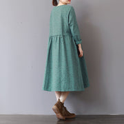 Frauen grüne Drucke 2018 Herbstkleid lässig Patchwork Herbstkleider Neue langärmlige Maxikleider