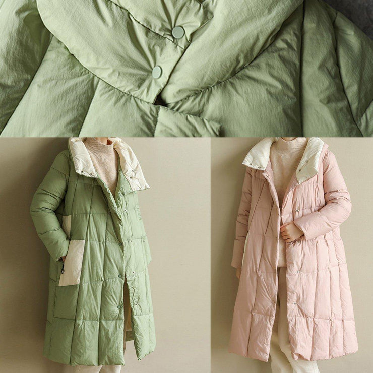 women pink warm winter coat plus size clothing patchwork womens parka stand collar fine coats - SooLinen